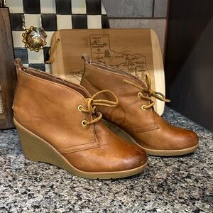 Sperry Top-Sider Harlow Brown Wedge Bootie Size 7 1/2